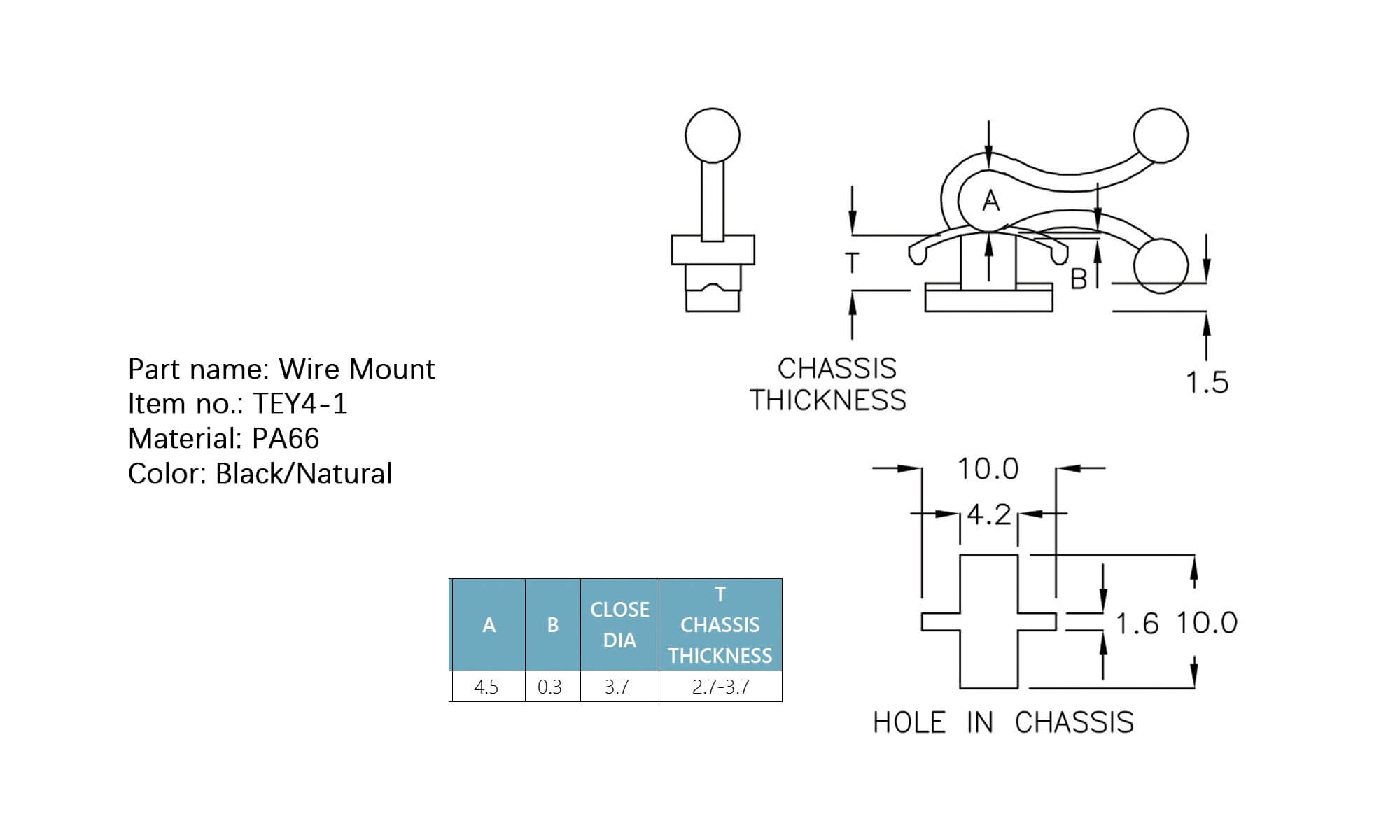 Plastic Wire Mount TEY4-1